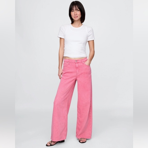 GAP pink cargo hi rise wide leg jeans retro skater pants street style hip hop - Picture 1 of 10
